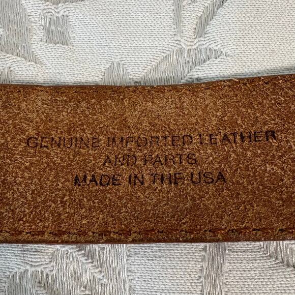 J CREW Leather Belt Men's Saddle Tan Sz36 Granola Cowboy Rustic Western Southern - Picture 4 of 10